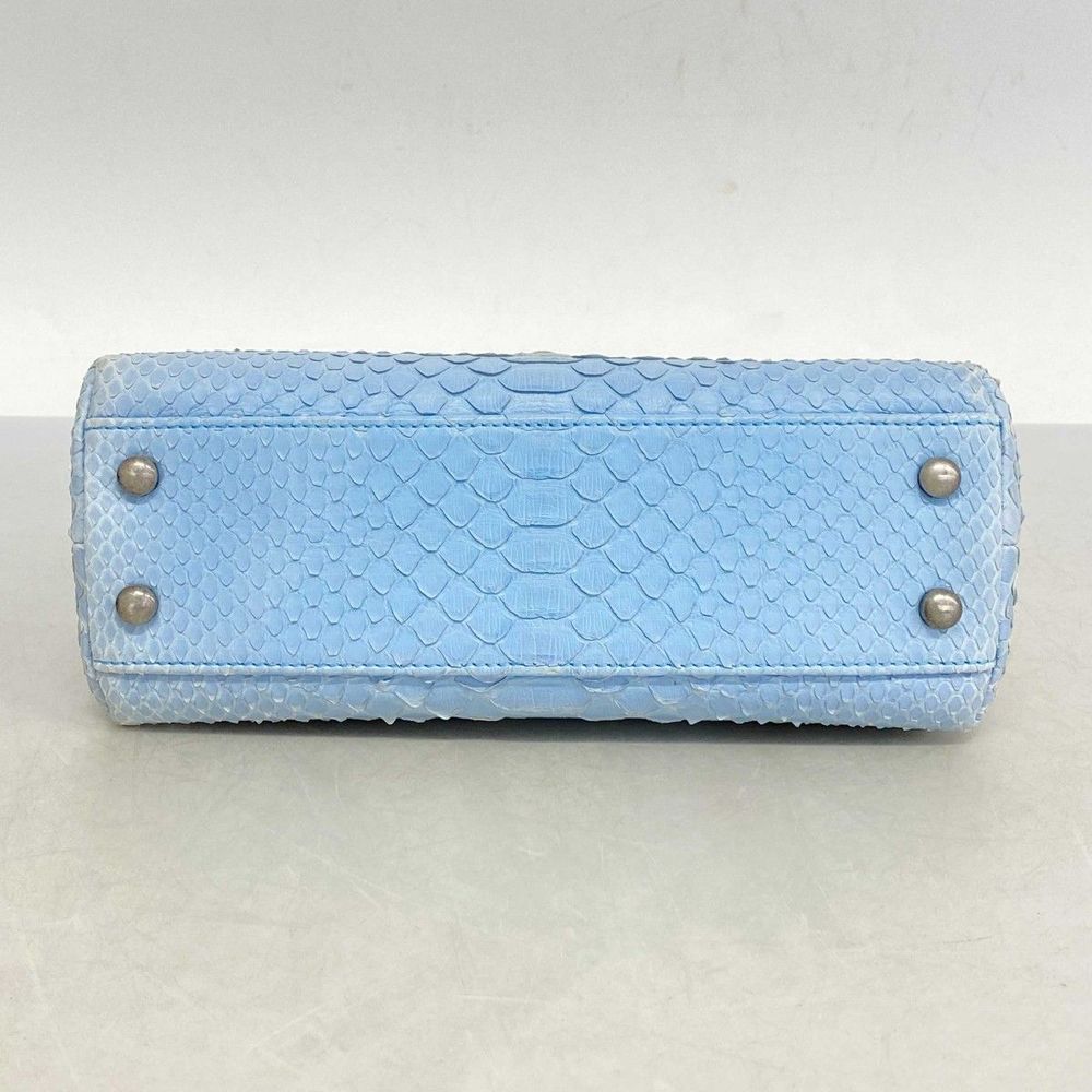 Chanel Handbag With Coco Handle Blue Python Leath… - image 3